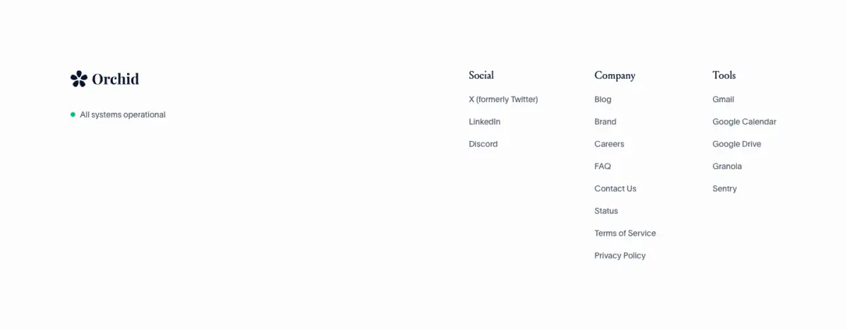 Social footer section from Orchid
