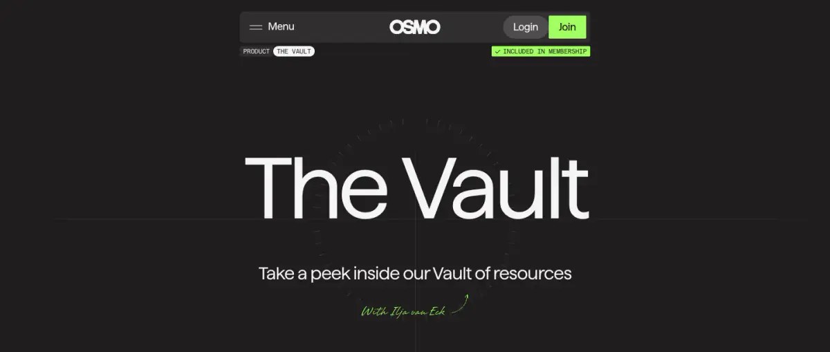 The Vault hero section from Osmo