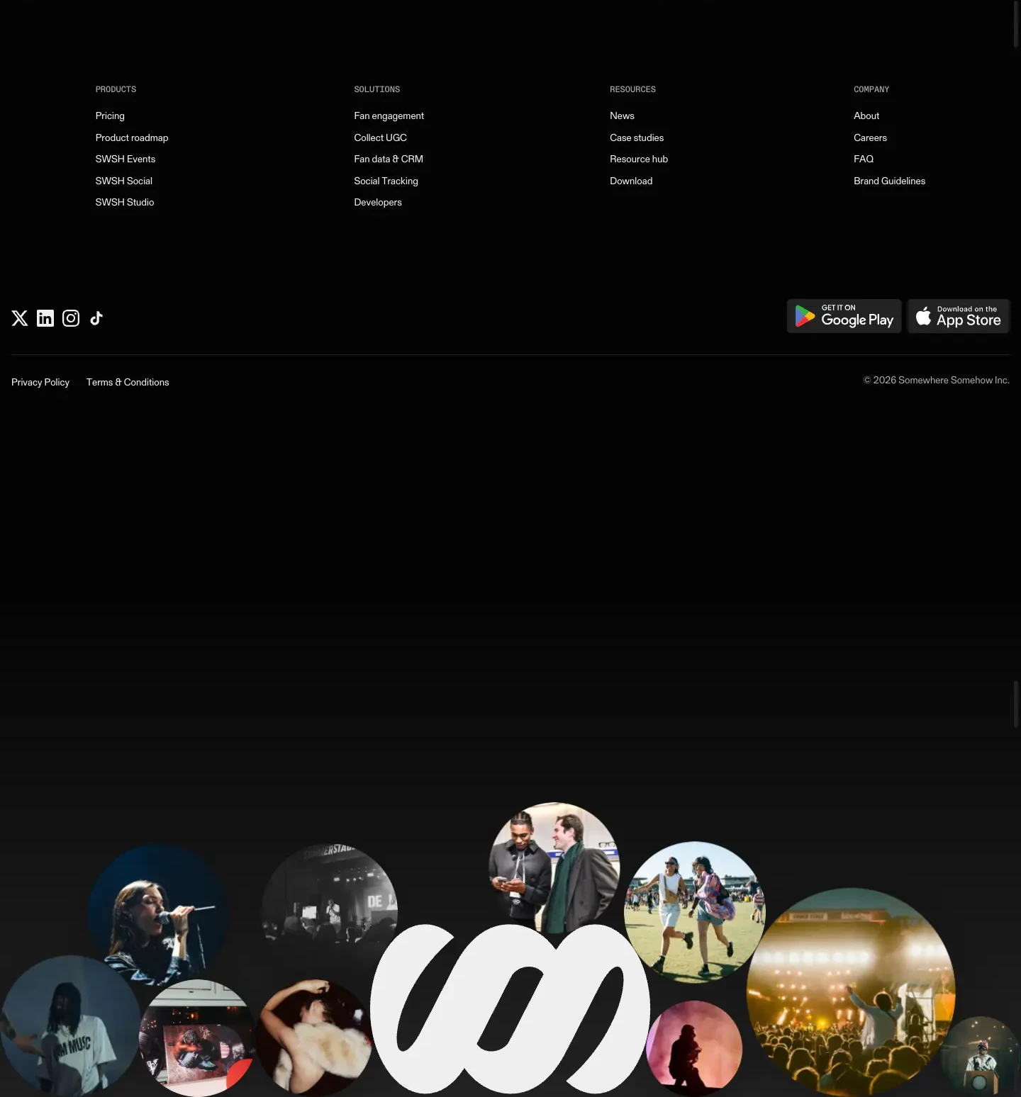SWSH site footer Footer section from SWSH