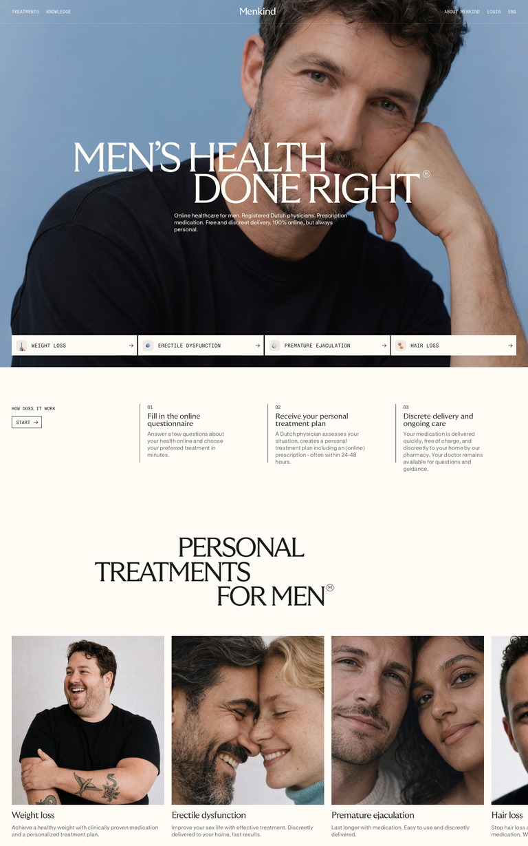 Menkind website design reference