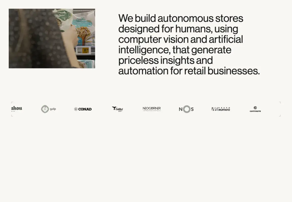 We build autonomous stores designed for humans, using computer vision… features section from Sensei