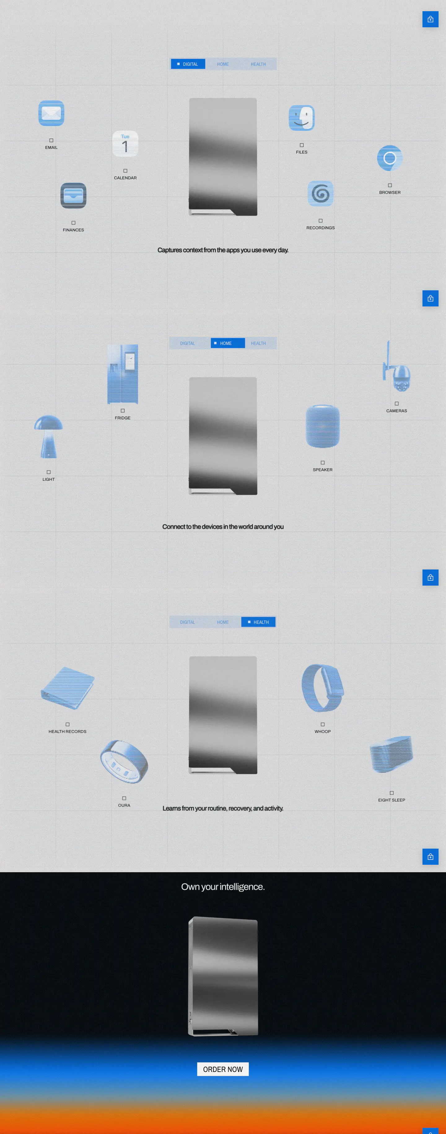 Own your intelligence. features section from Ghost AI