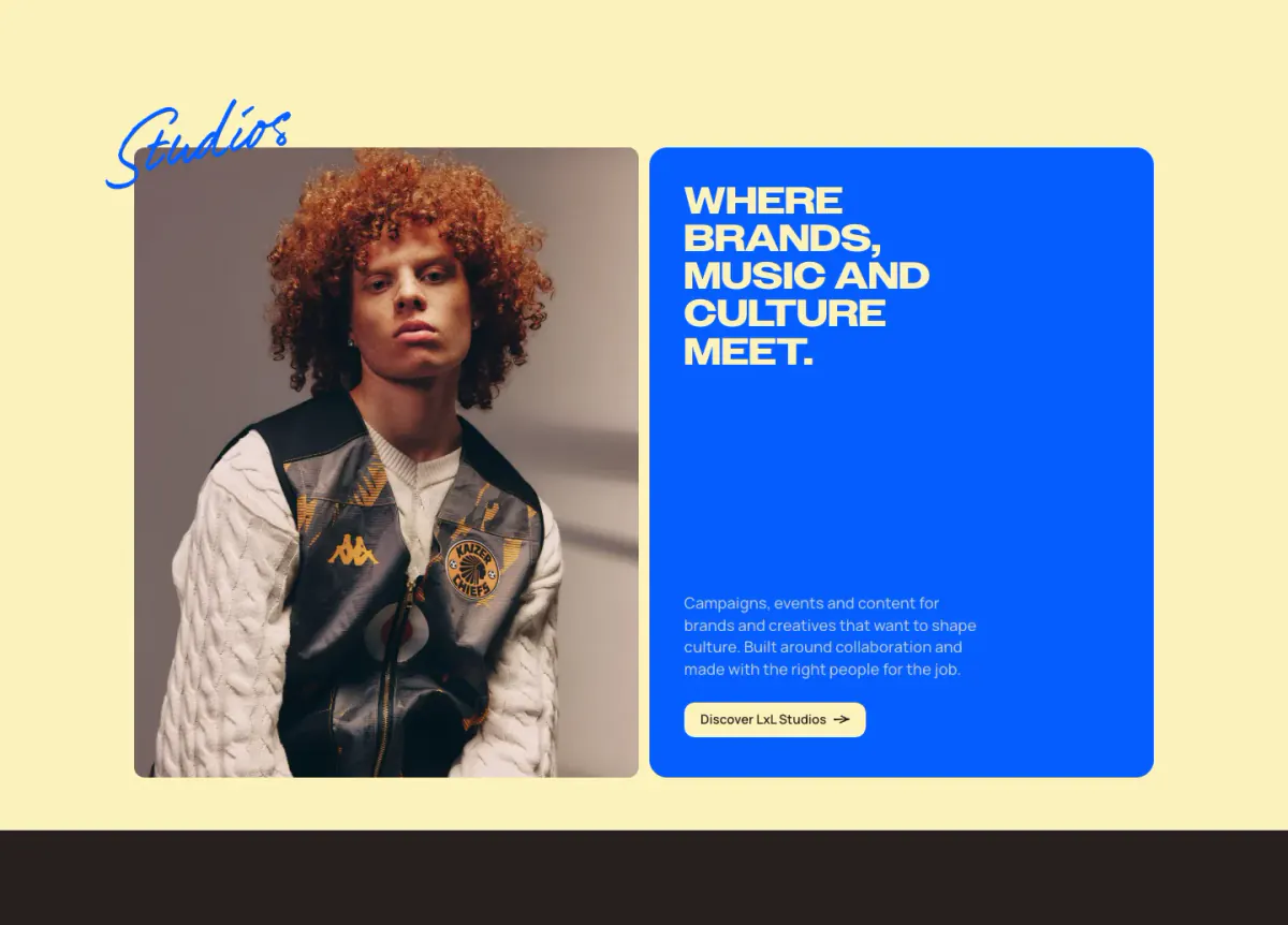 Studios features section from LxL Creative