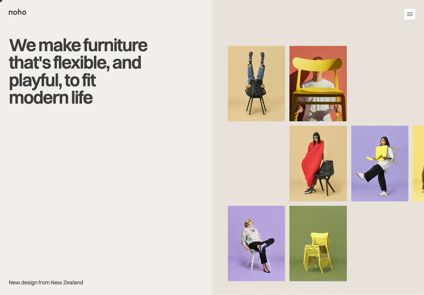 Playful Furniture Brand Hero hero section from Noho
