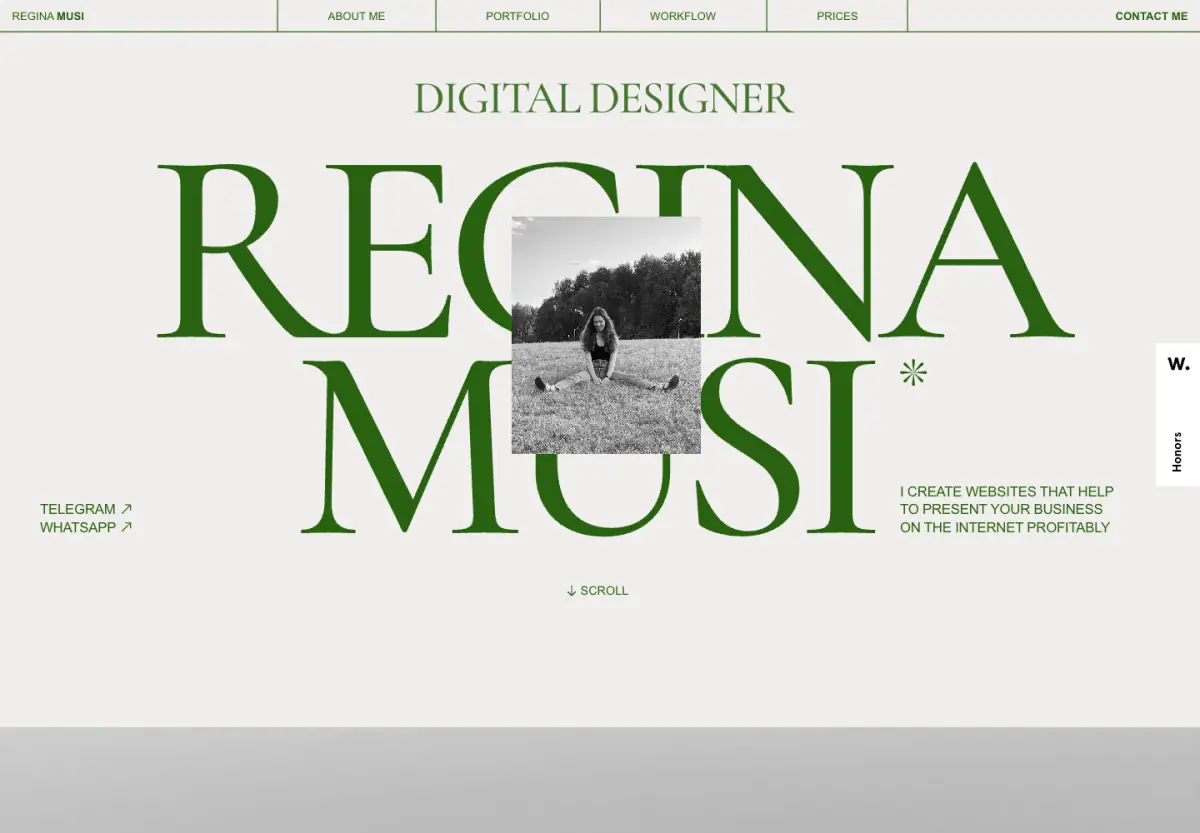 DIGITAL DESIGNER hero section from Regina Musi