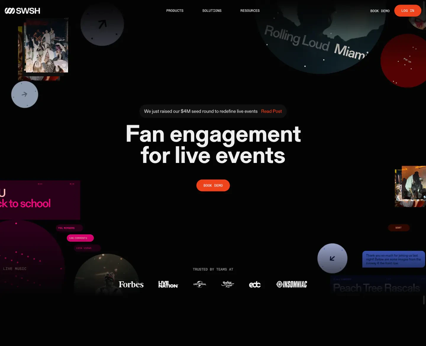 Fan Engagement for Live Events Hero Hero section from SWSH