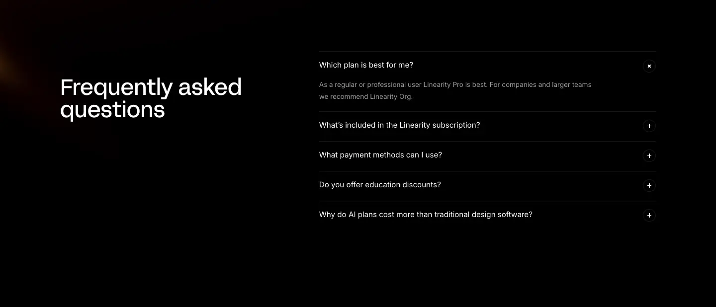Frequently asked questions faq section from Linearity