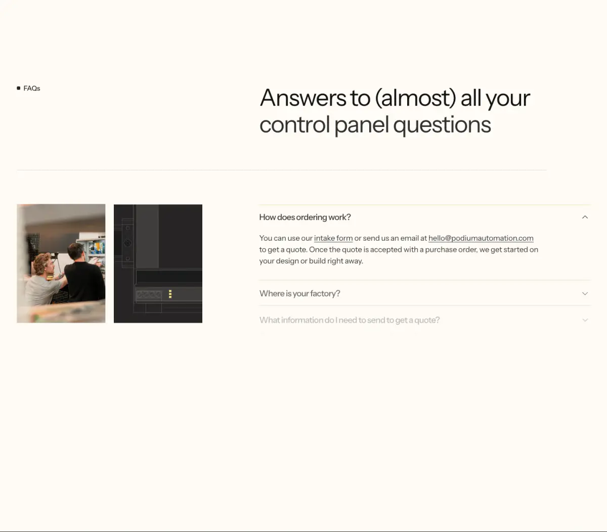 Answers to (almost) all your control panel questions faq section from Podium Automation