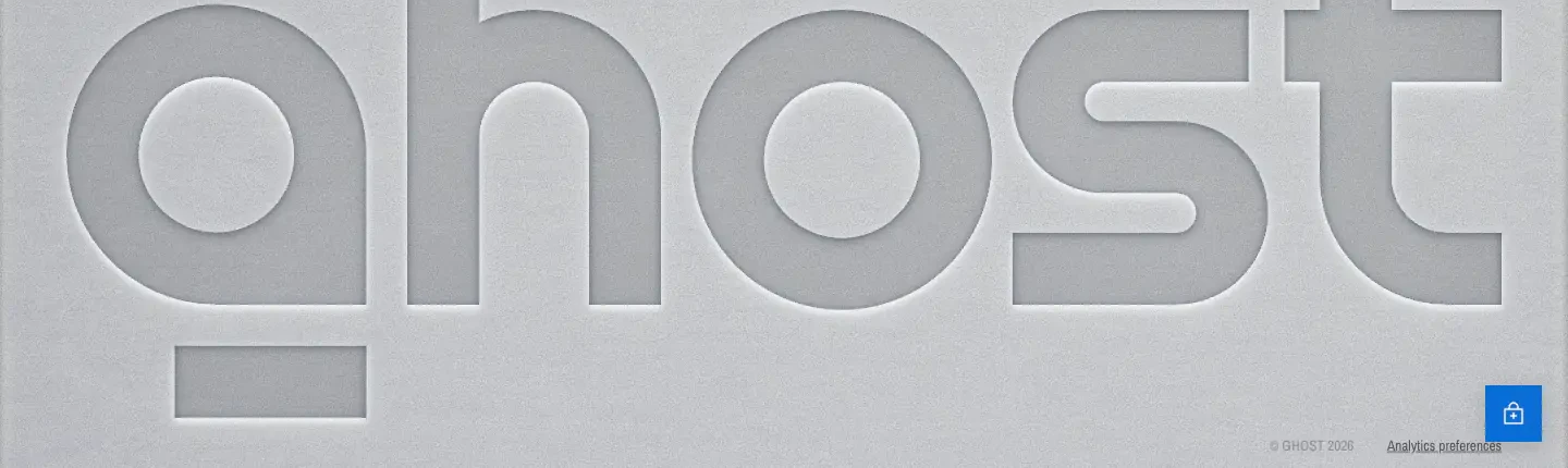 Oversized embossed Ghost footer footer section from Ghost AI