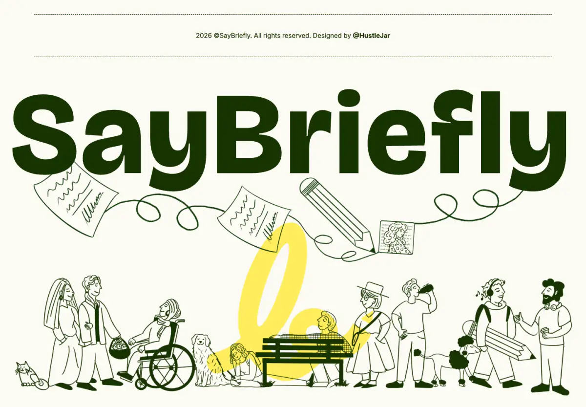 Saybriefly Footer footer section from Saybriefly