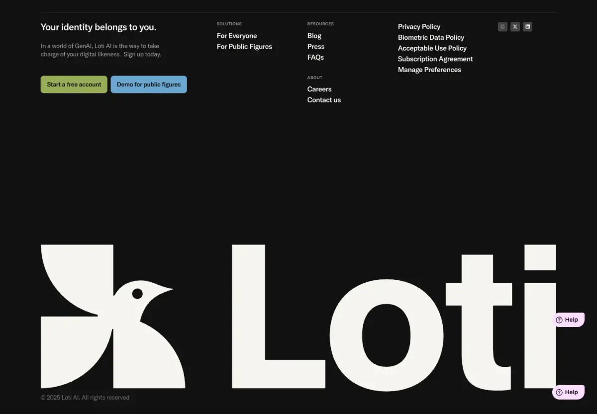 Loti Footer footer section from Loti