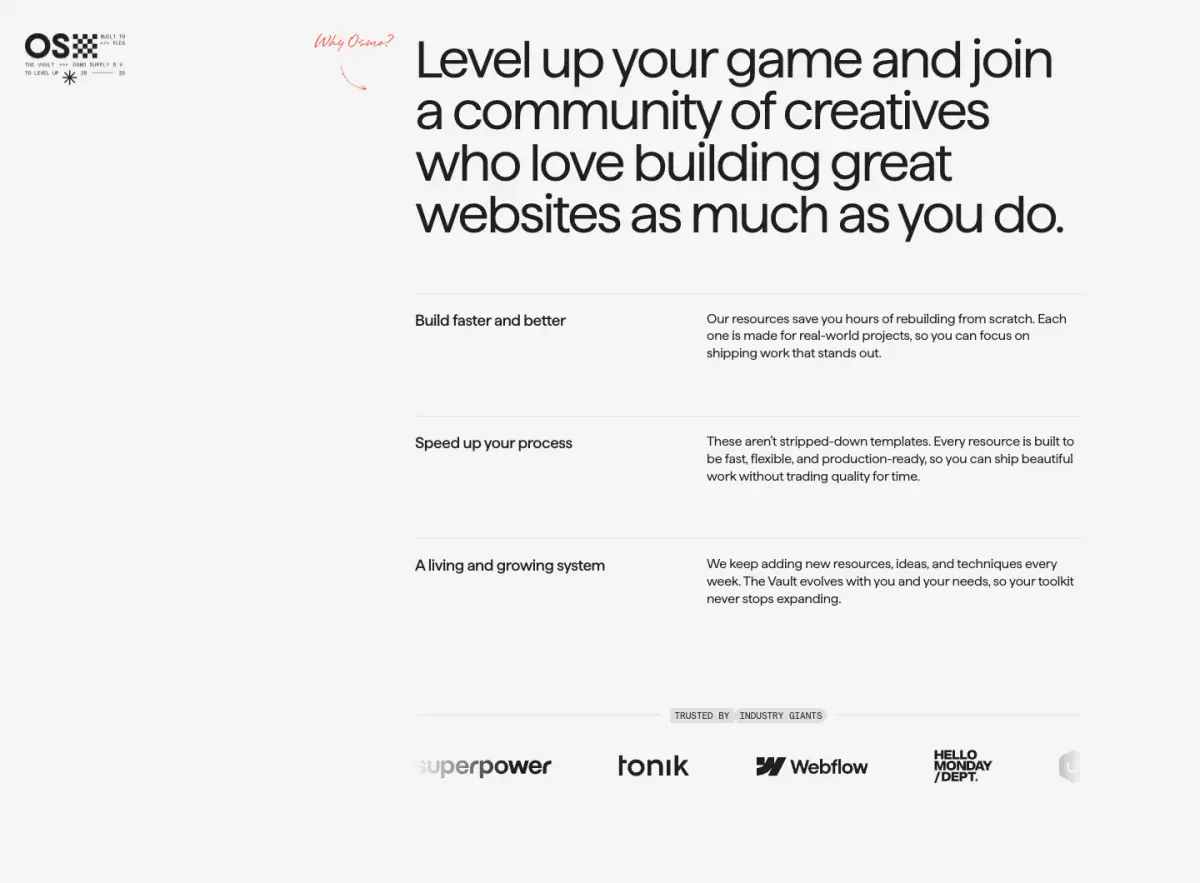 Level up your game and join a community of creatives who love building… features section from Osmo