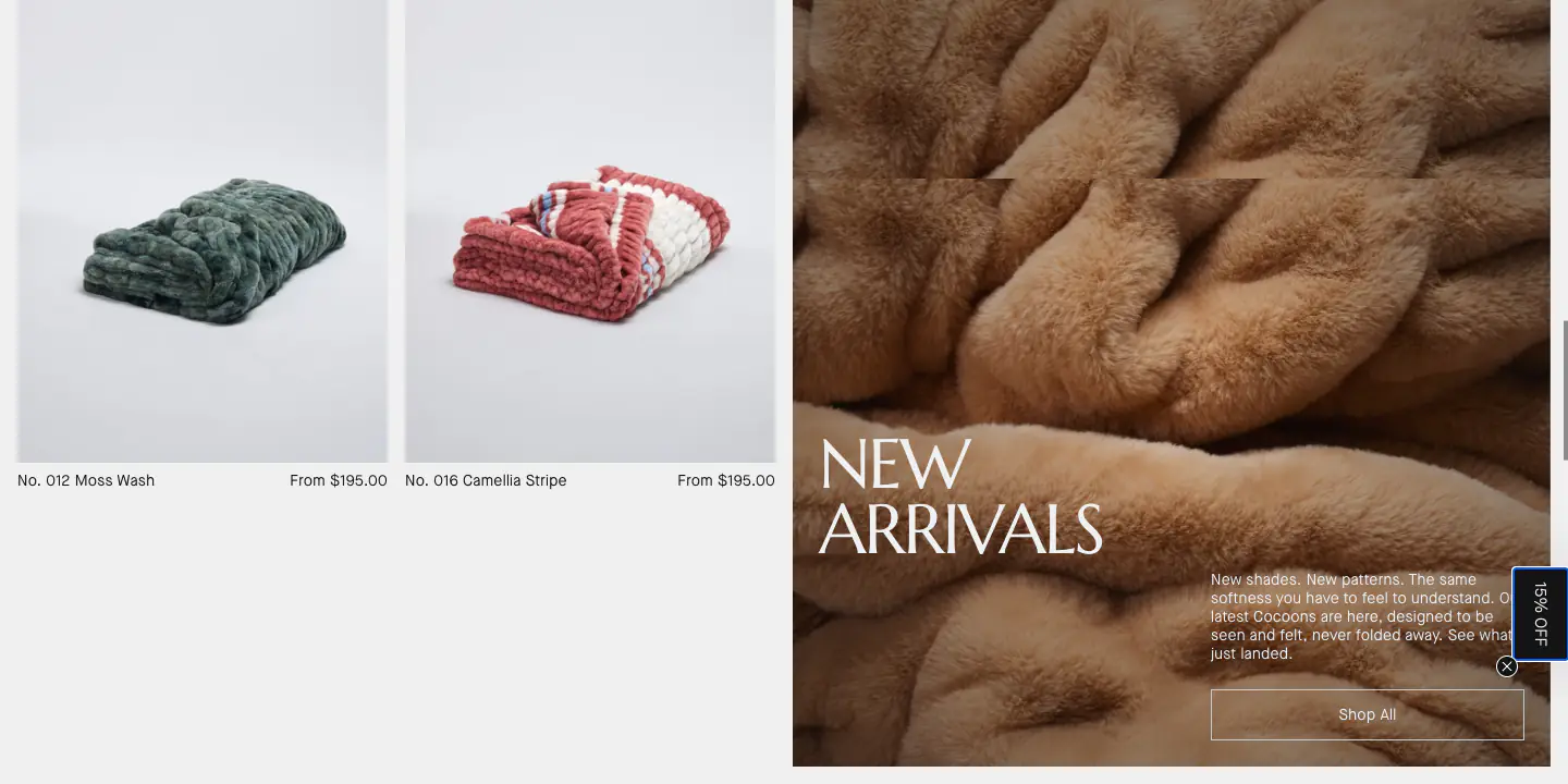 NEW ARRIVALS features section from CO'CŌŌN