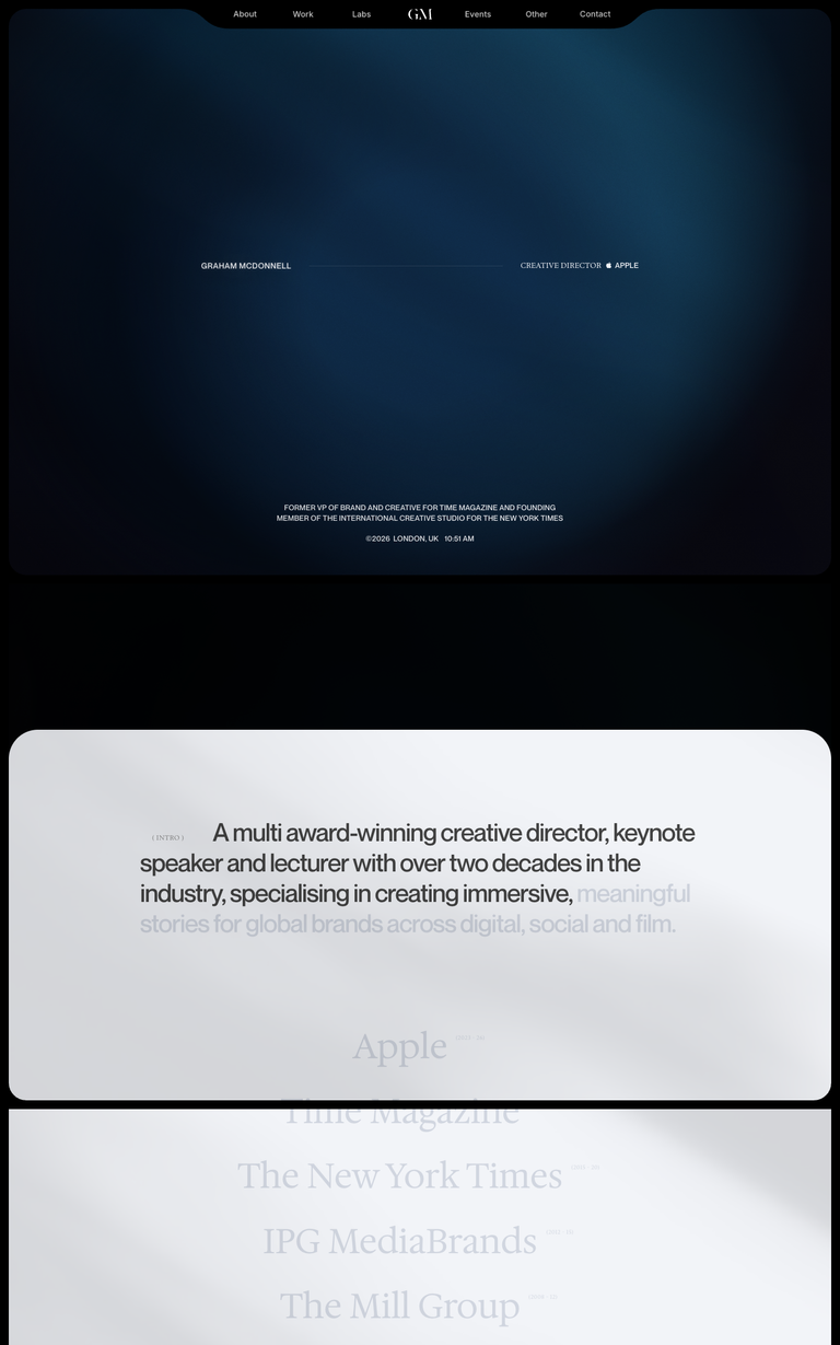 Graham McDonnell website design reference