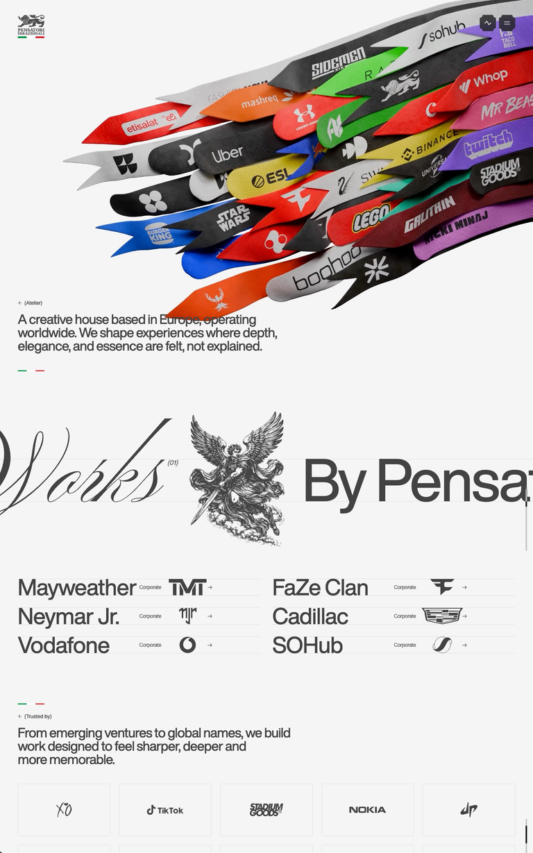 Pensatori Irrazionali website design reference