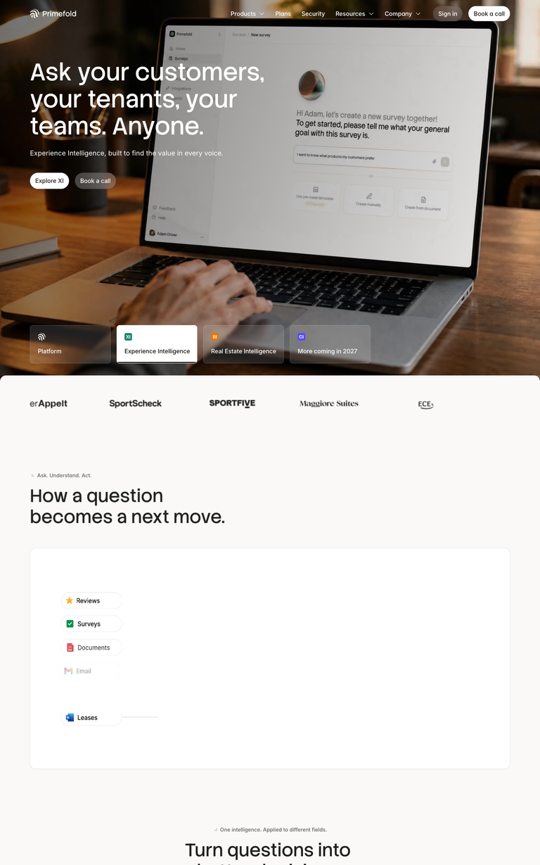 Primefold website design reference