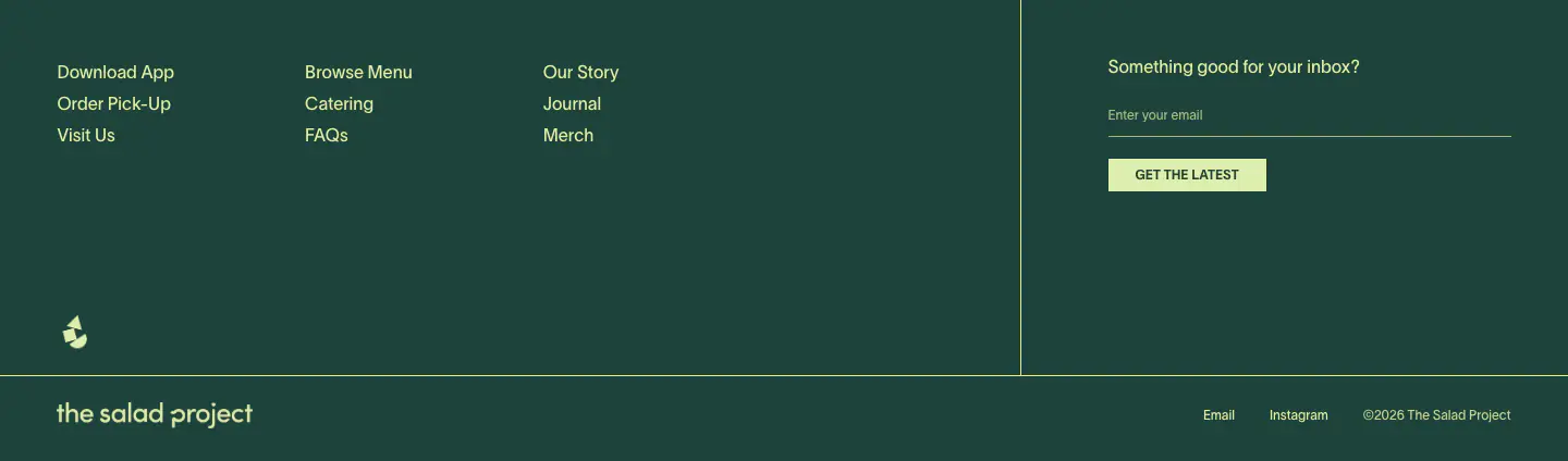 Something good for your inbox? footer section from The Salad Project