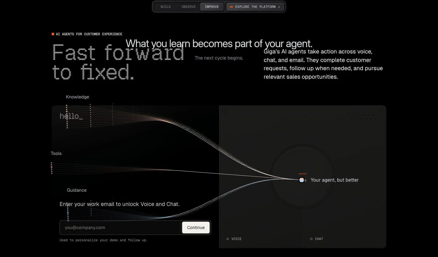 Agent Learning Flow Features section from Giga