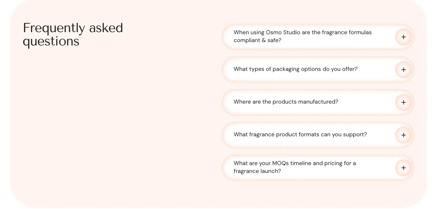 Frequently Asked Questions FAQ section from Osmo