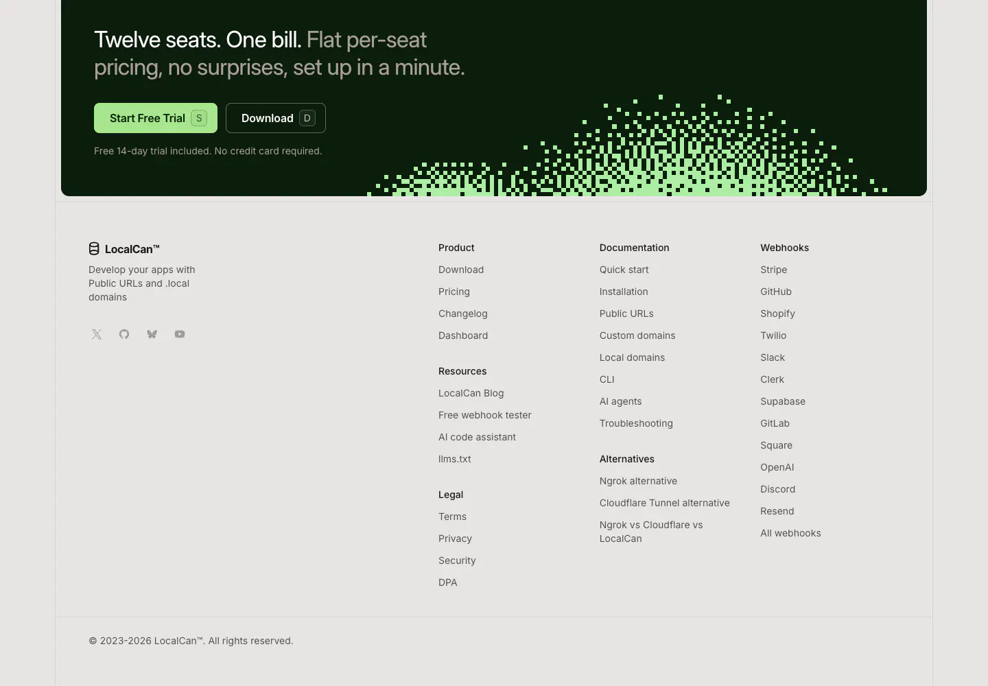 Localcan Footer Footer section from Localcan