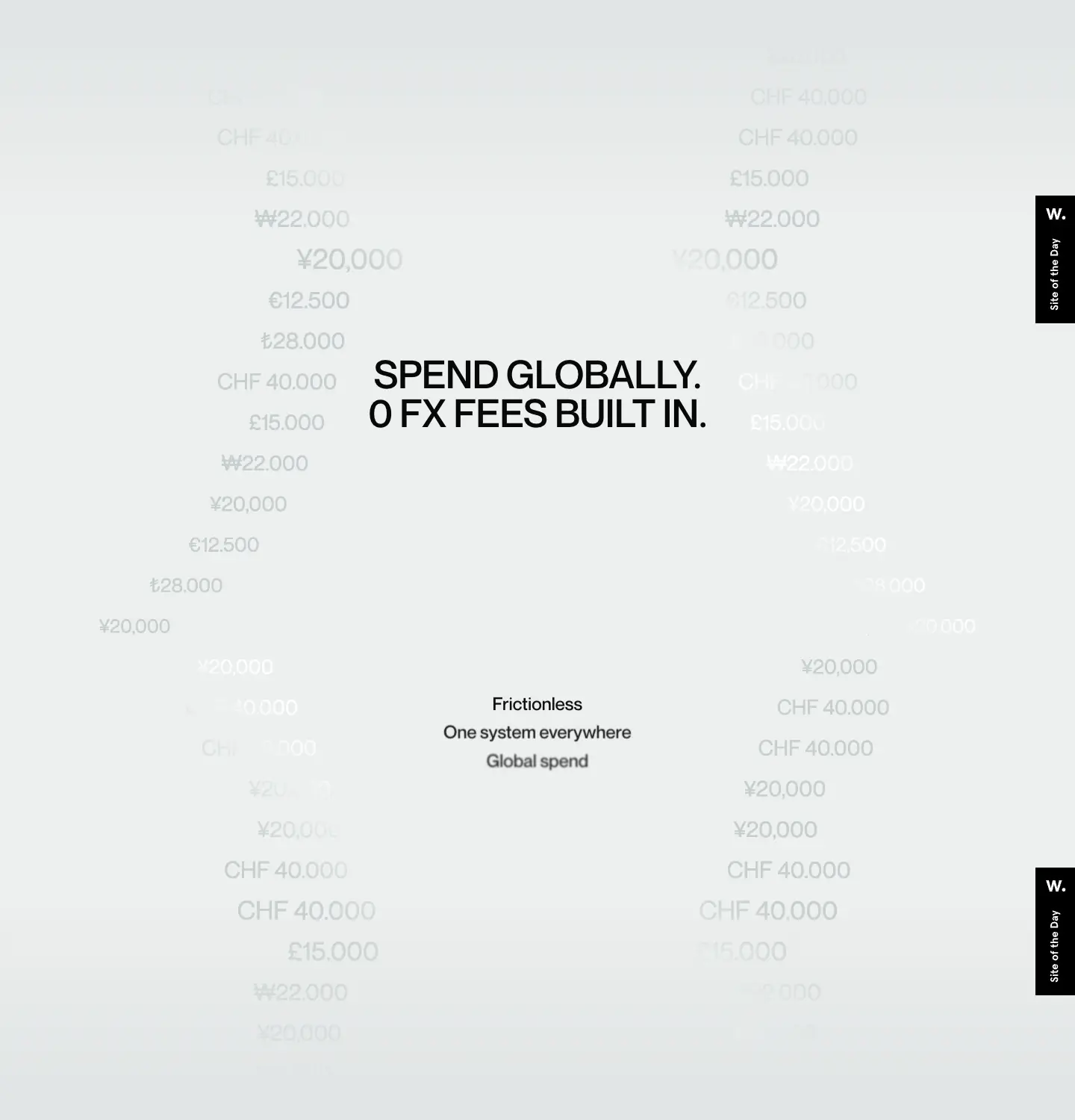 SPEND GLOBALLY. 0 FX FEES BUILT IN. features section from Moto Finance