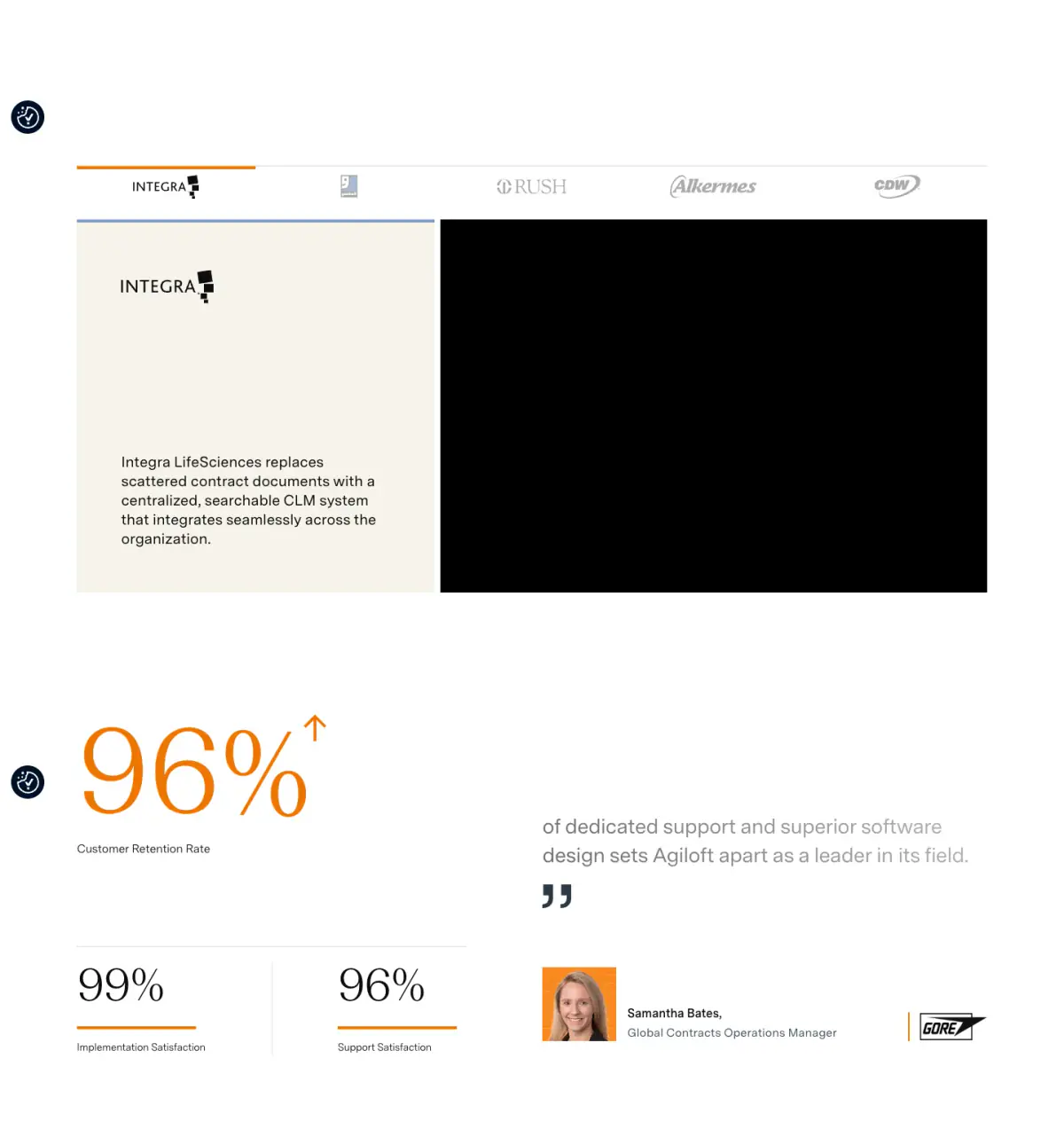 Our customers love us features section from Agiloft