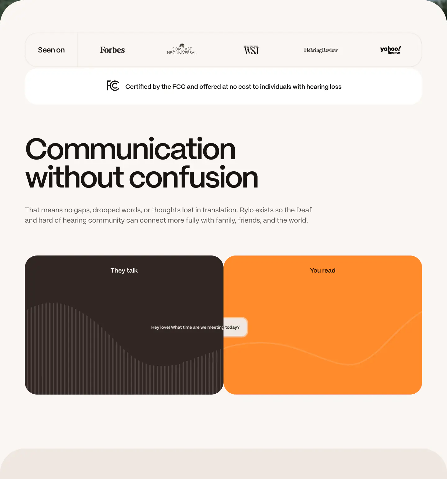 Communication without confusion features section from Rylo
