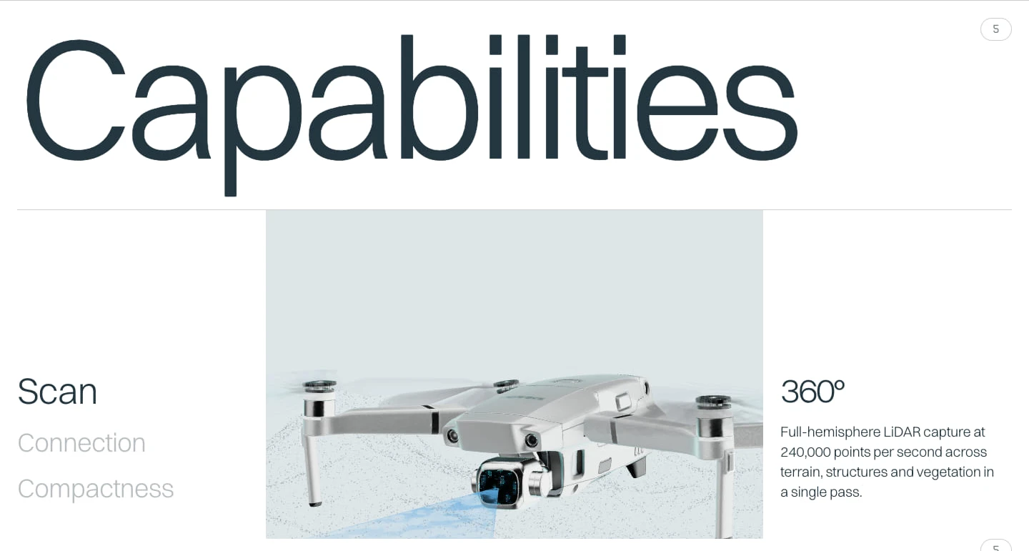 360° Scan Capability features section from Lidar Drone Scanning