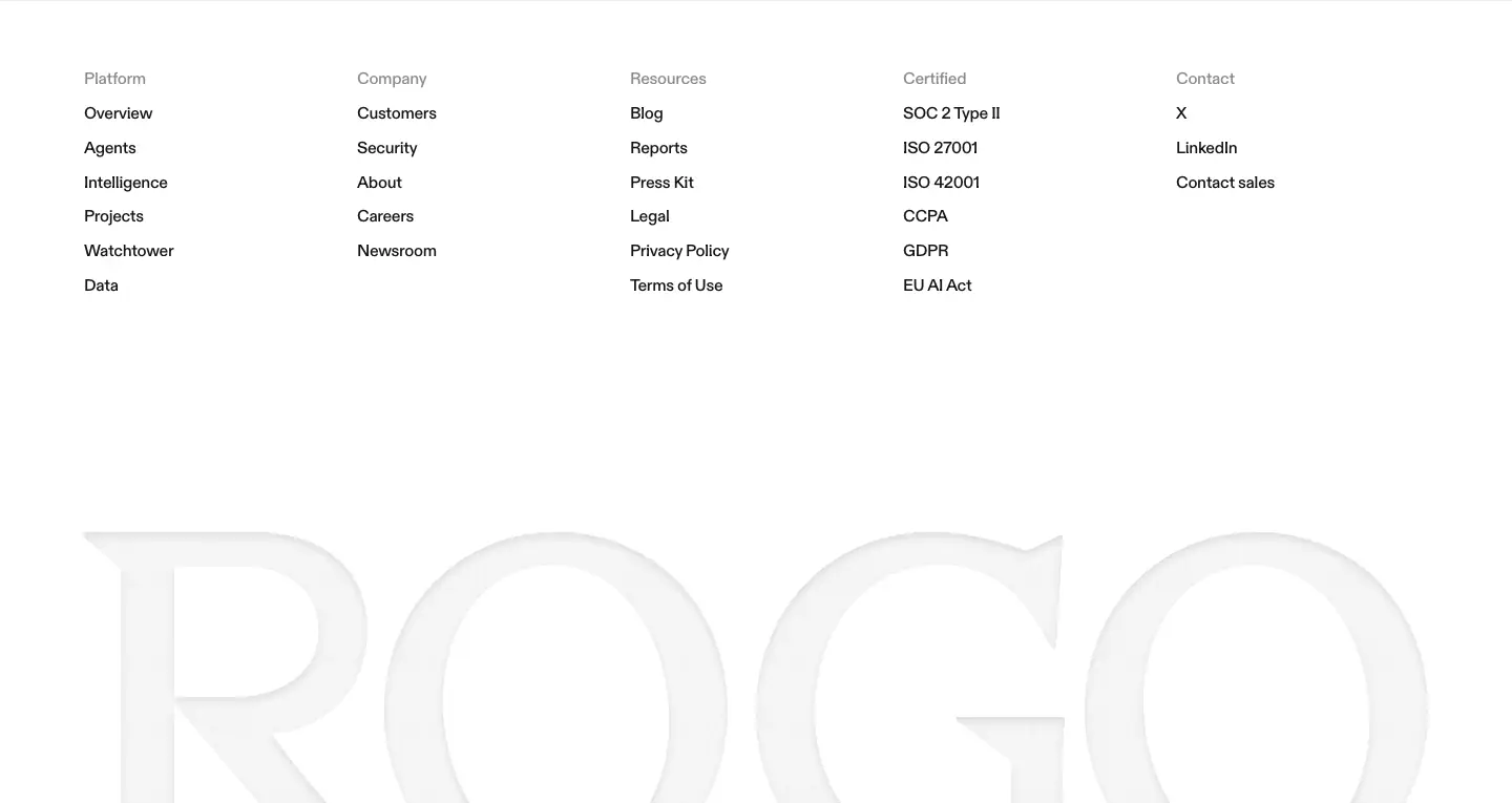 Rogo Footer footer section from Rogo