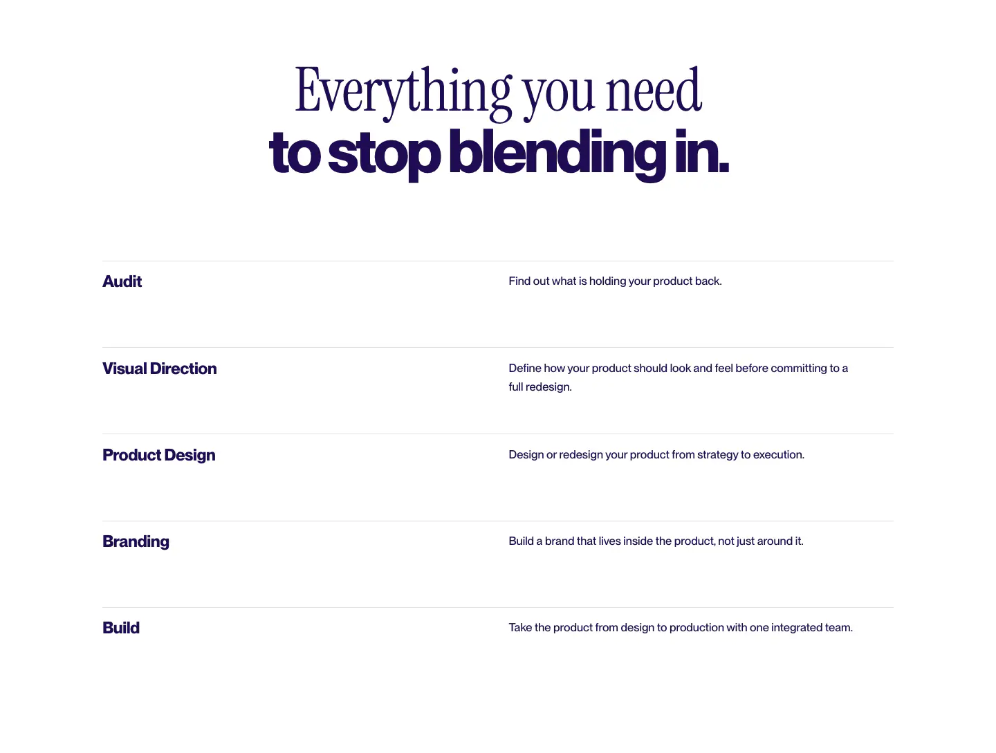 Everything you need to stop blending in. Features section from PostGeneric