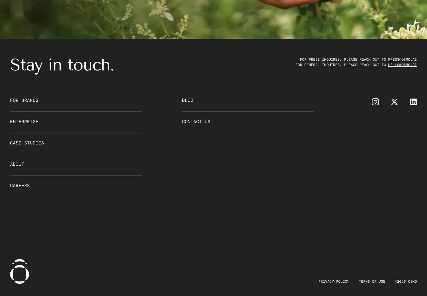 Osmo Footer Footer section from Osmo
