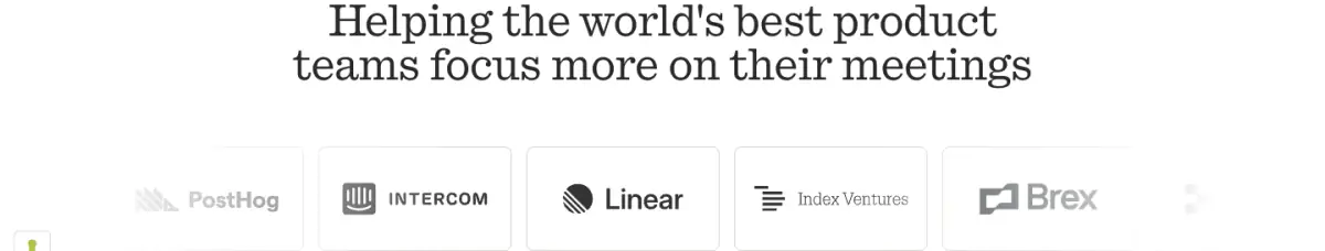 Helping the world's best product teams focus more on their meetings features section from Granola