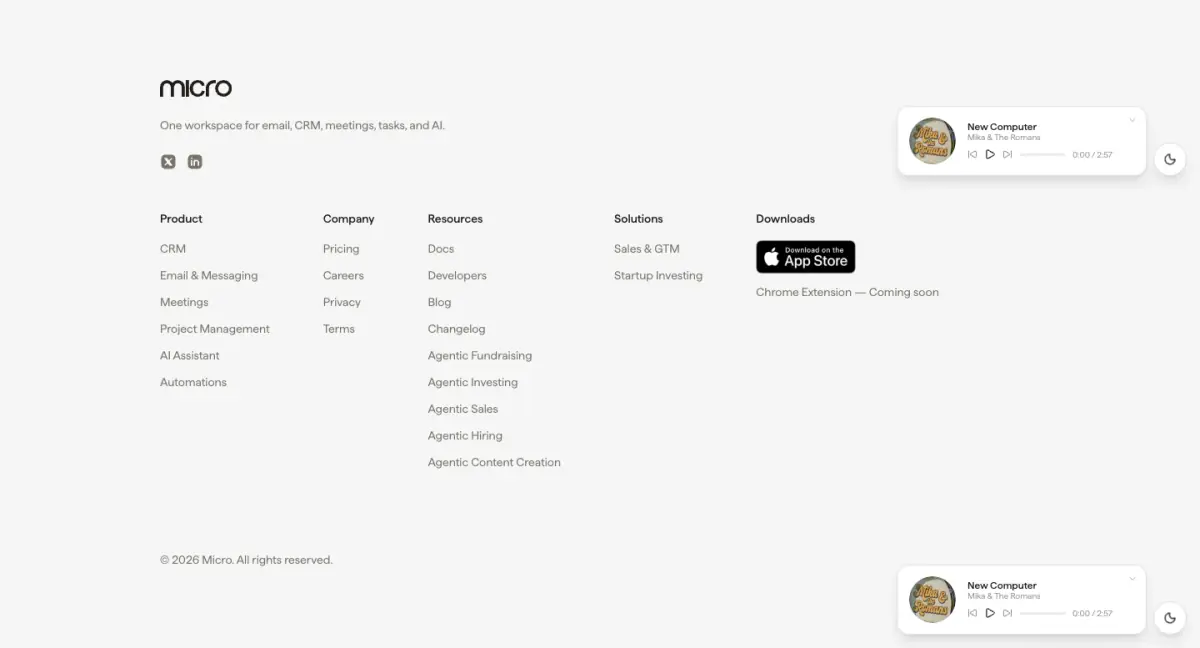 Micro Footer footer section from Micro