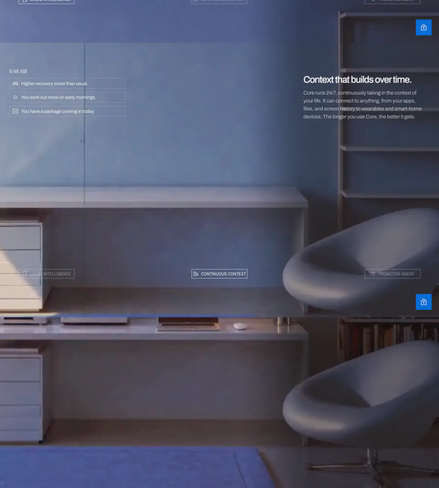 Context that builds over time. features section from Ghost AI