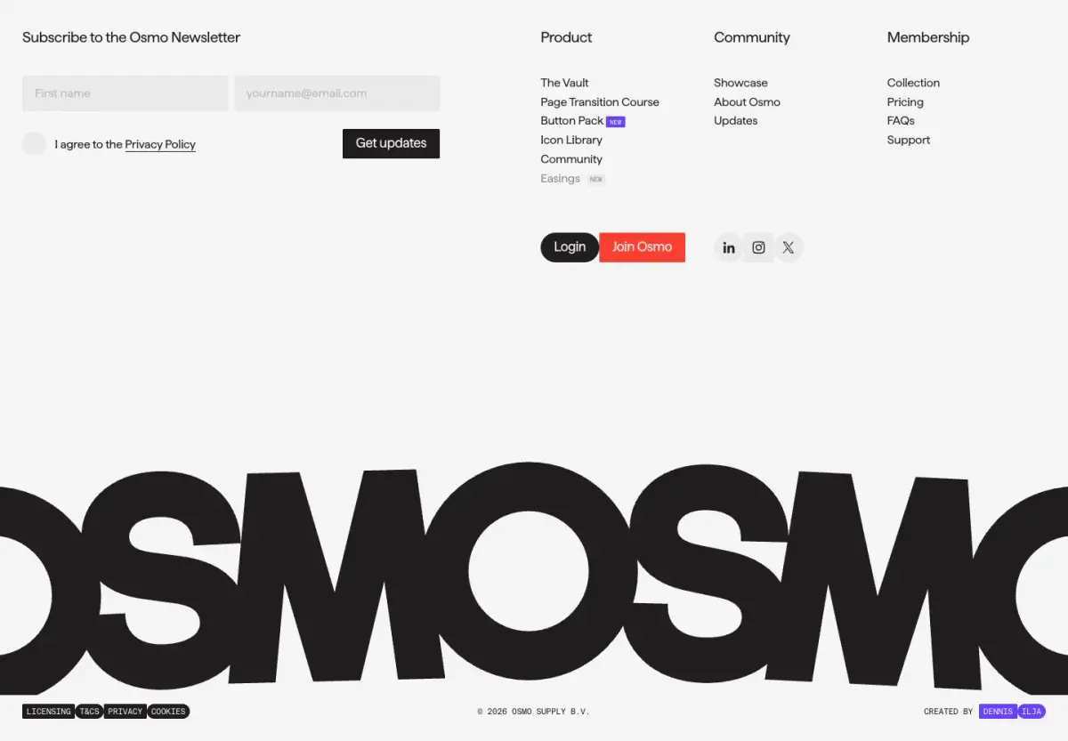 Osmo Footer footer section from Osmo