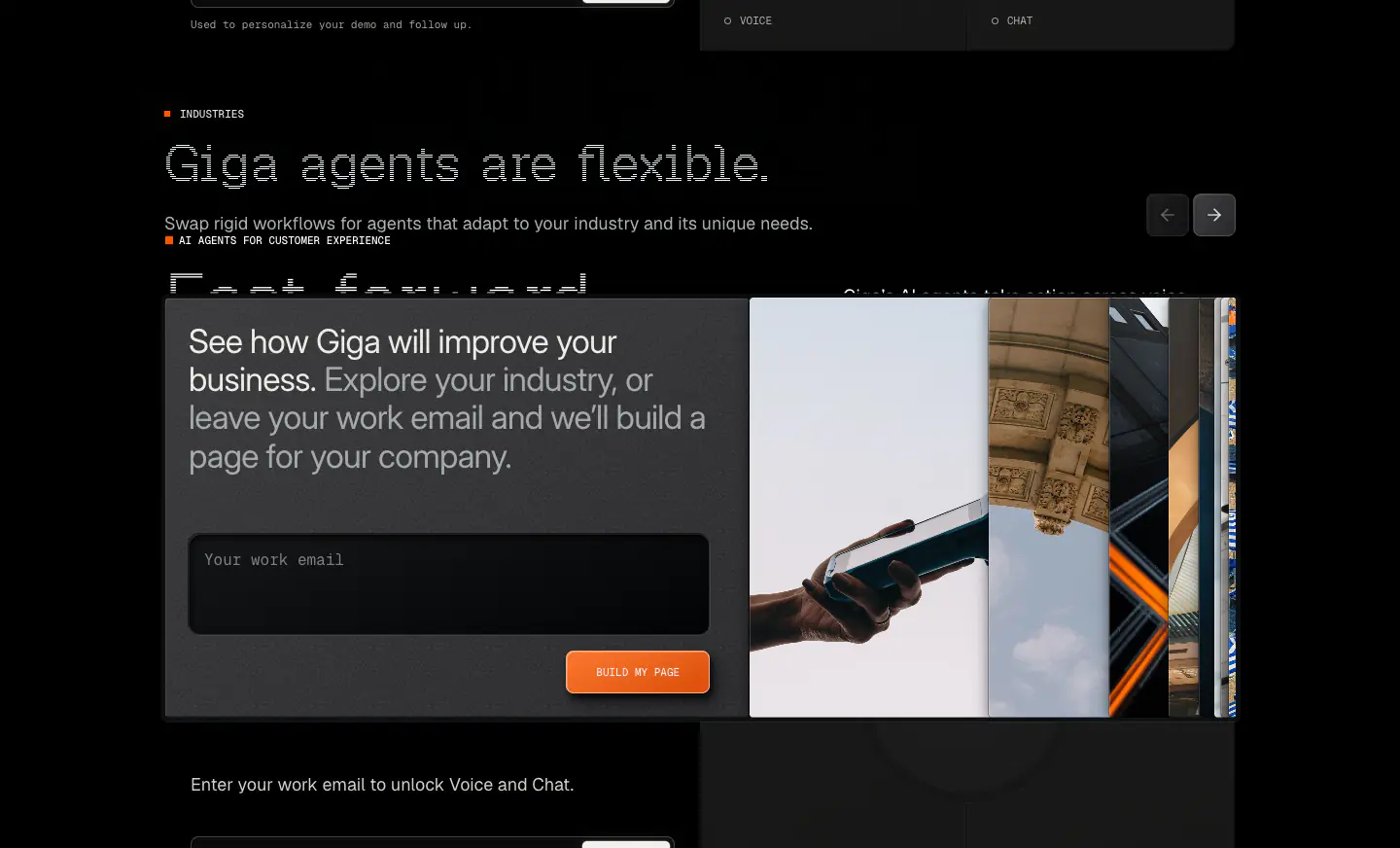 Giga agents are flexible. Features section from Giga