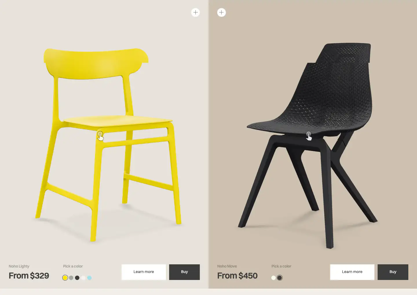 Interactive Chair Product Comparison comparison section from Noho