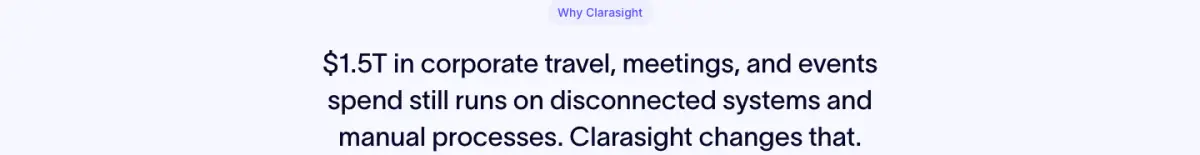 $1.5T in corporate travel, meetings, and events spend still runs on… features section from Clarasight