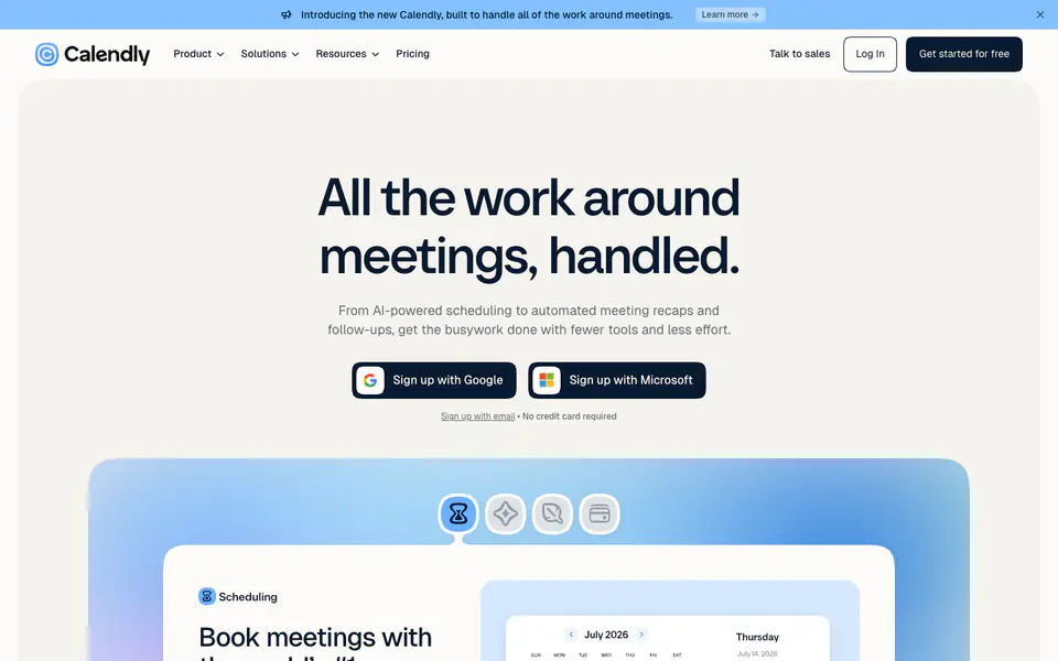 Calendly website preview