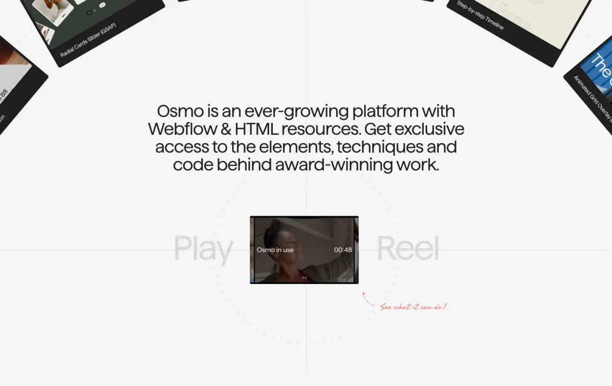 Osmo is an ever-growing platform with Webflow & HTML resources. Get… features section from Osmo