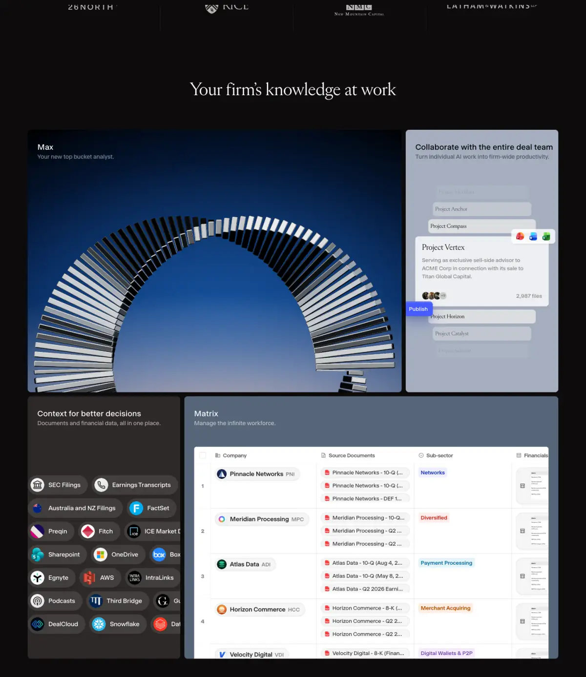 Your firm’s knowledge at work features section from Hebbia