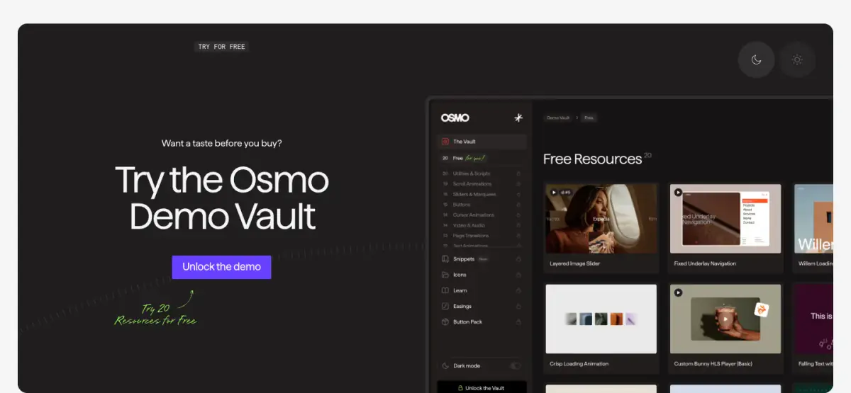 Try the Osmo Demo Vault features section from Osmo
