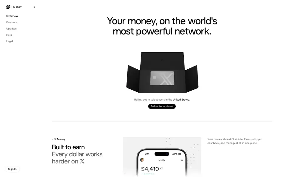 X Money website preview