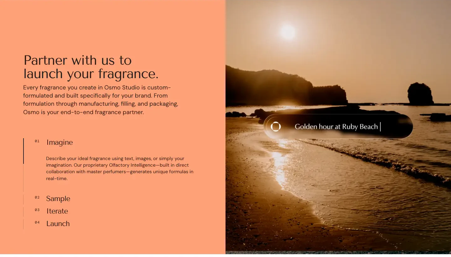 Partner with us to launch your fragrance Process section from Osmo