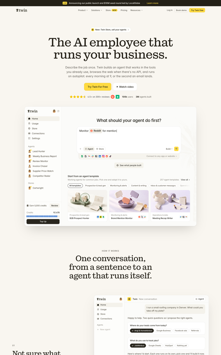 Twin website design reference