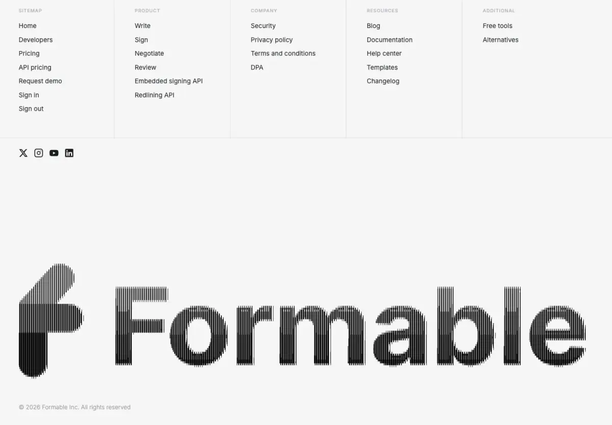 Formable Footer footer section from Formable