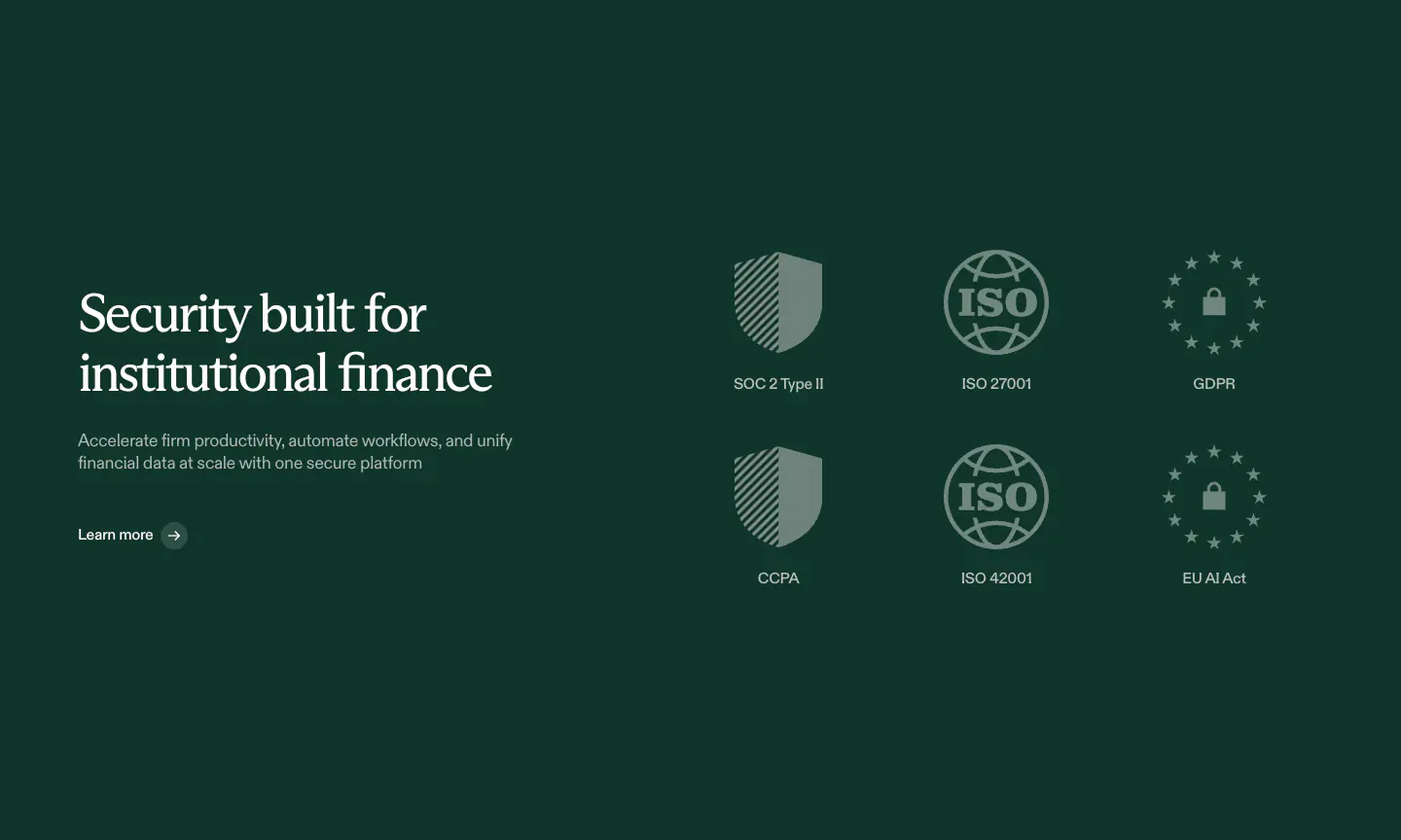 Security built for institutional finance features section from Rogo