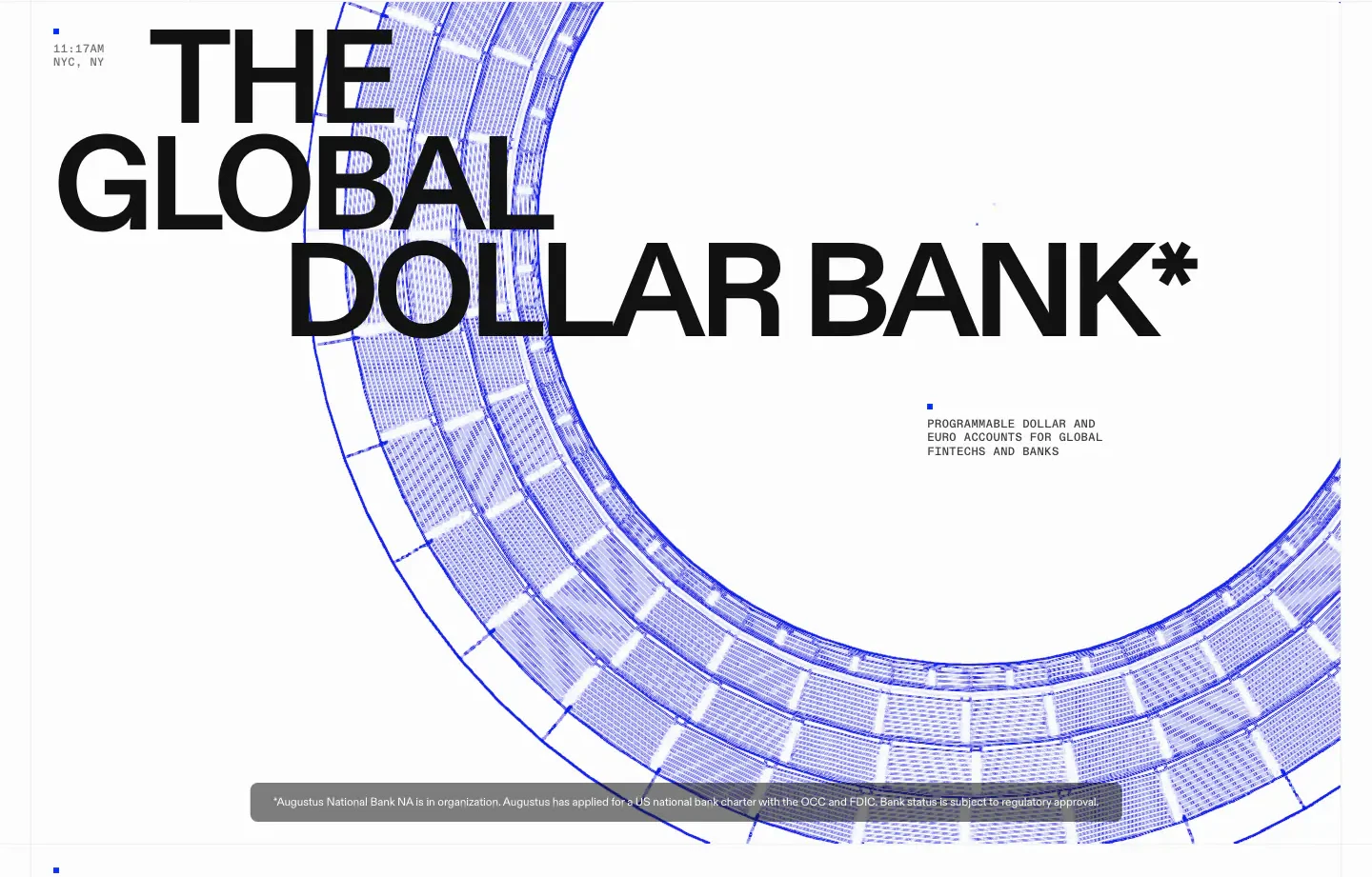 Global Dollar Bank Hero Hero section from Augustus