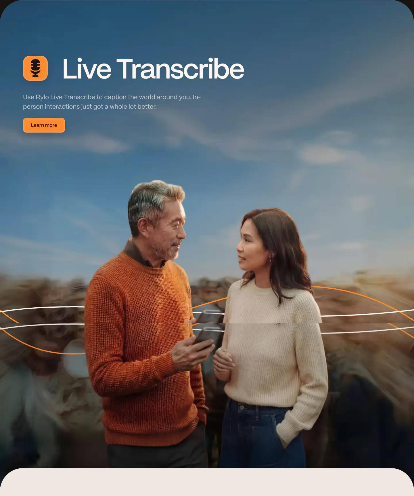 Live Transcribe features section from Rylo