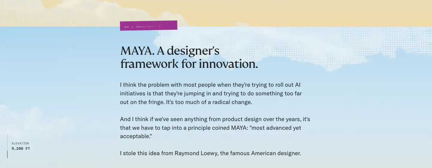 MAYA. A designer's framework for innovation. features section from Applied Imagination